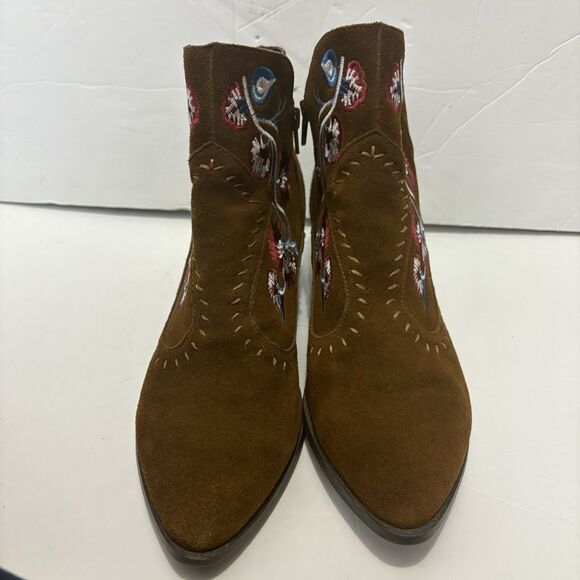 Carlos Santana Ankle Boots Women 9 Embroidered Floral Brown Multi Boho Western - Picture 4 of 11